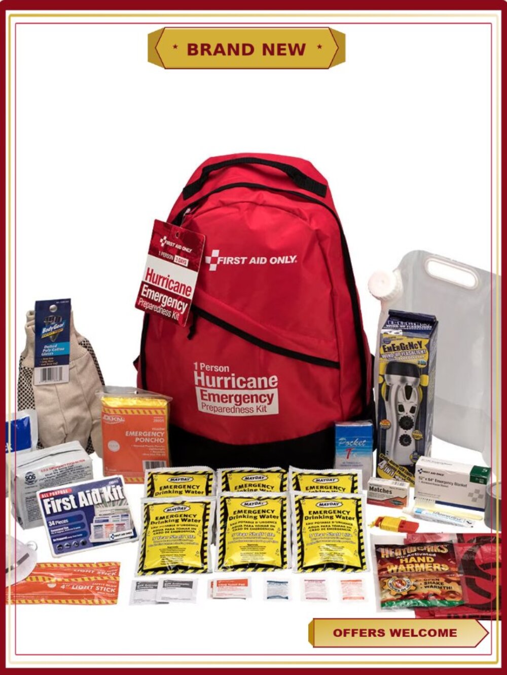 Emergency Preparedness Backpack 1-Person Survival Kit